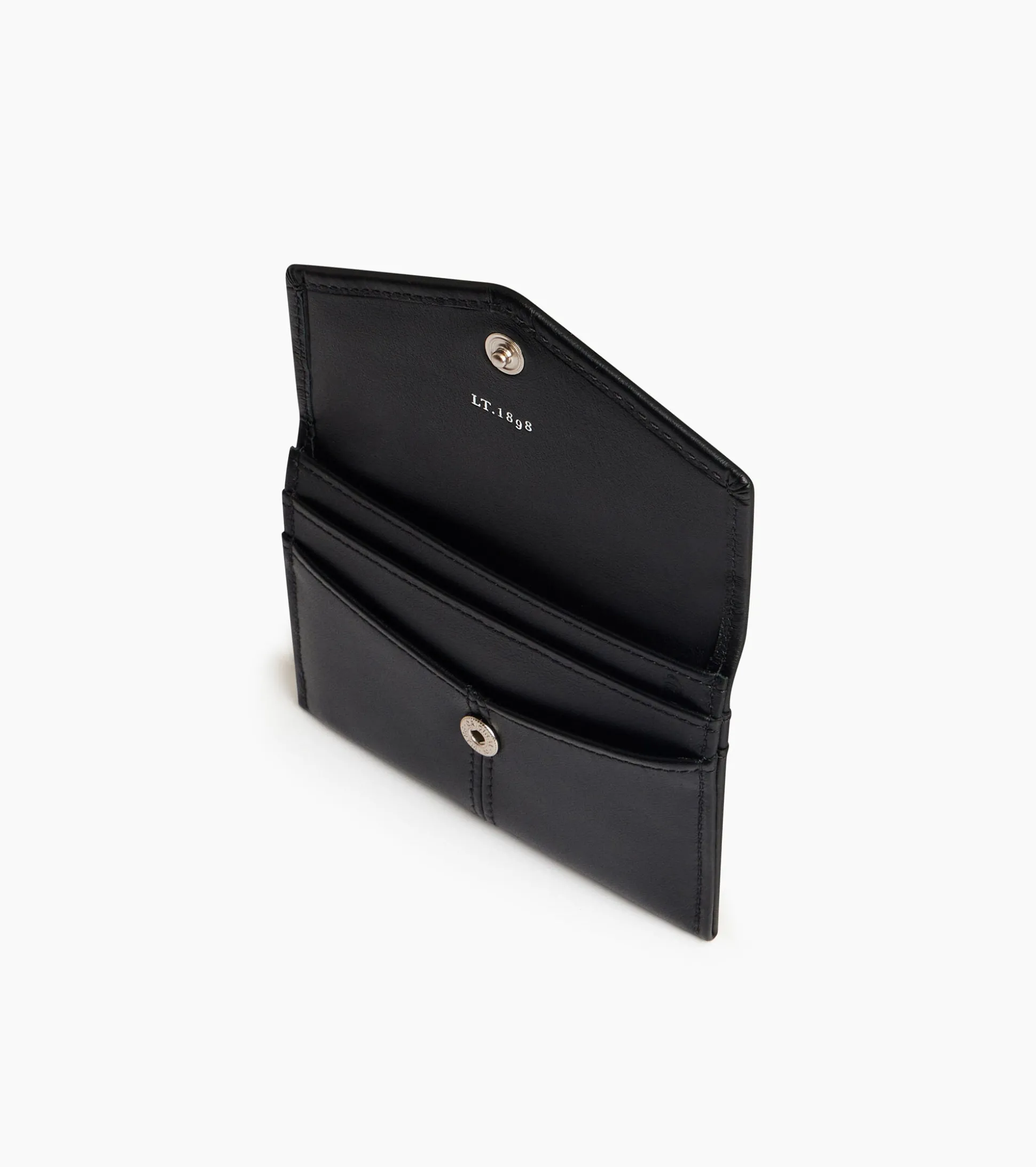 Porte cartes à rabat Charlotte en cuir lisse - Black