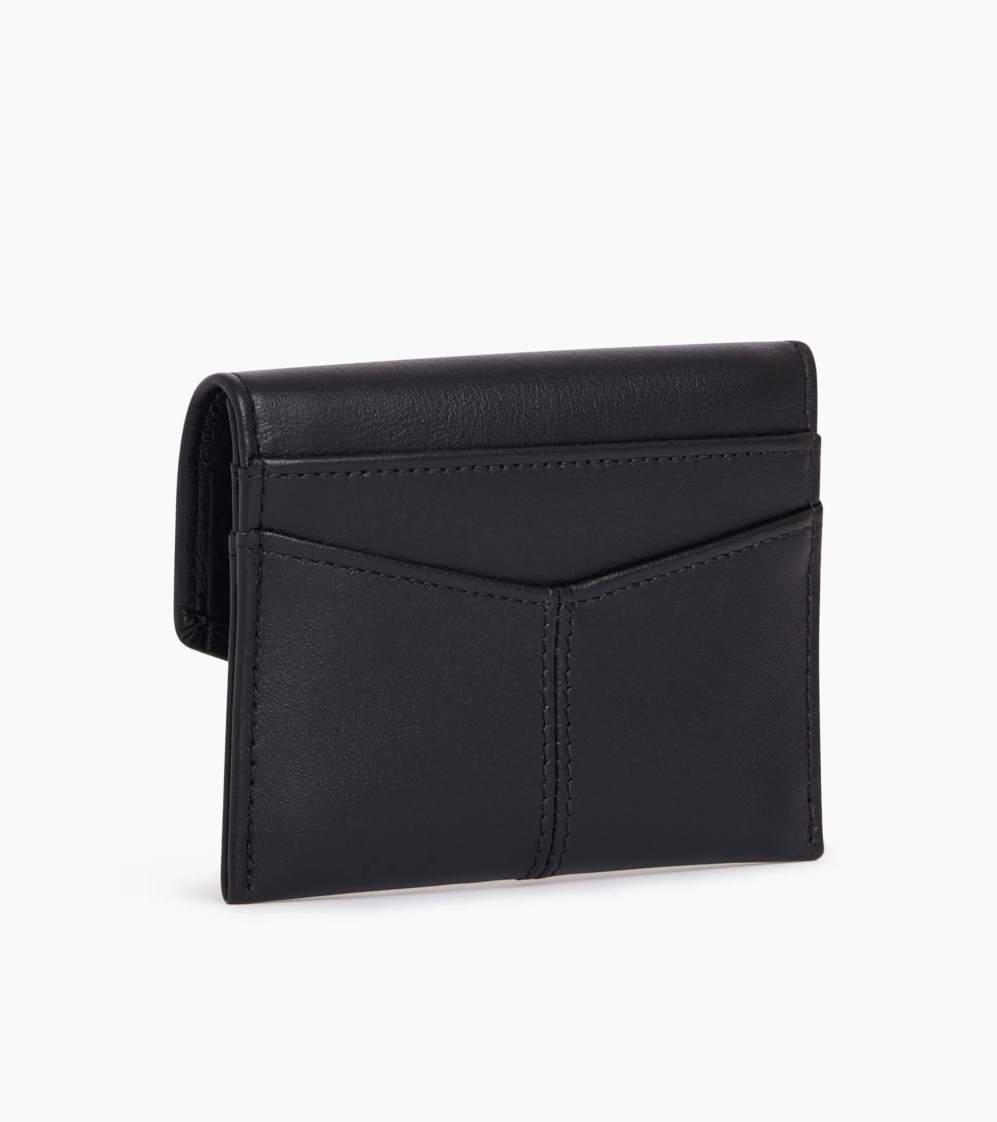 Porte cartes à rabat Charlotte en cuir lisse - Black