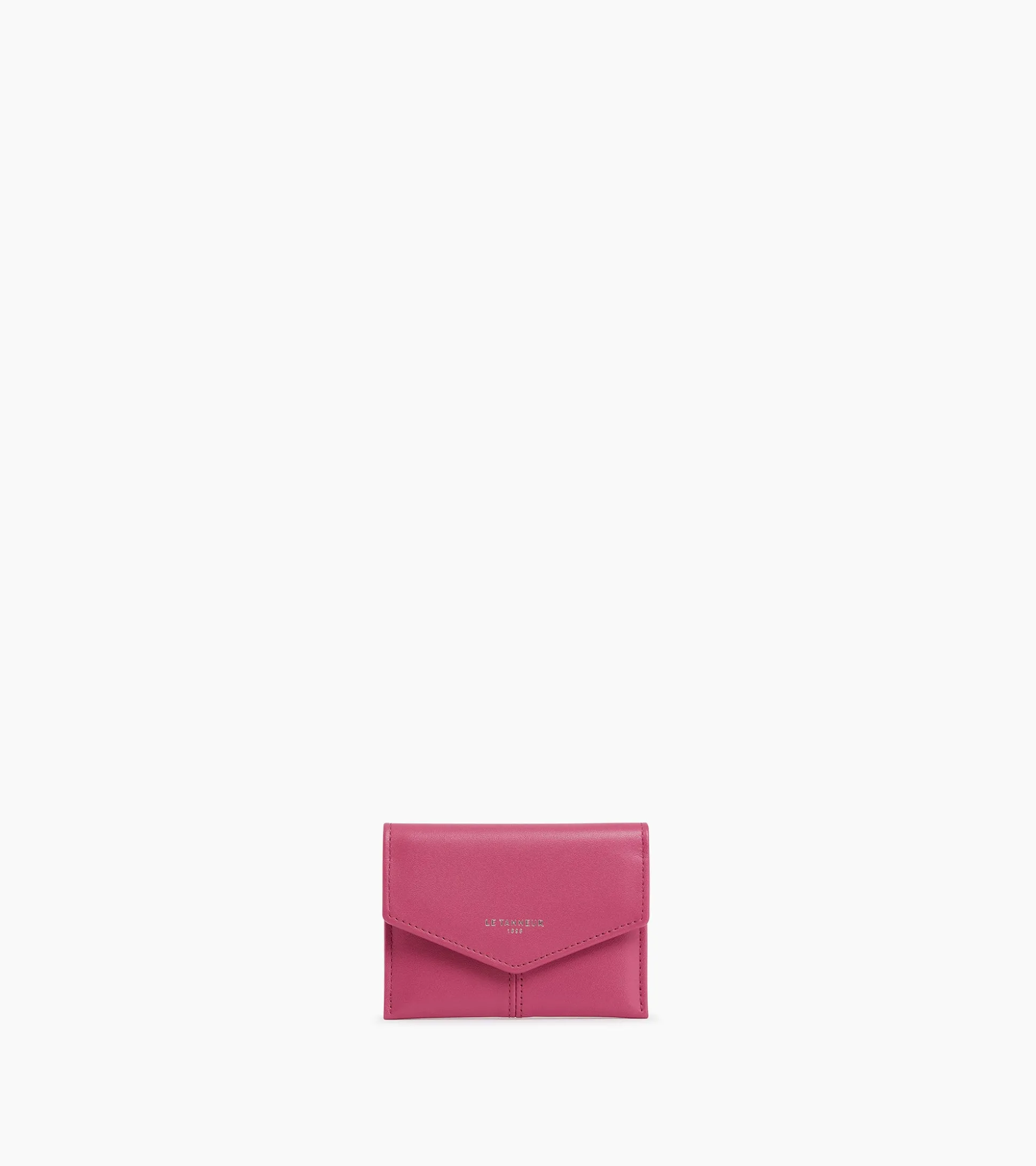 Porte cartes à rabat Charlotte en cuir lisse - Pink Fuxia