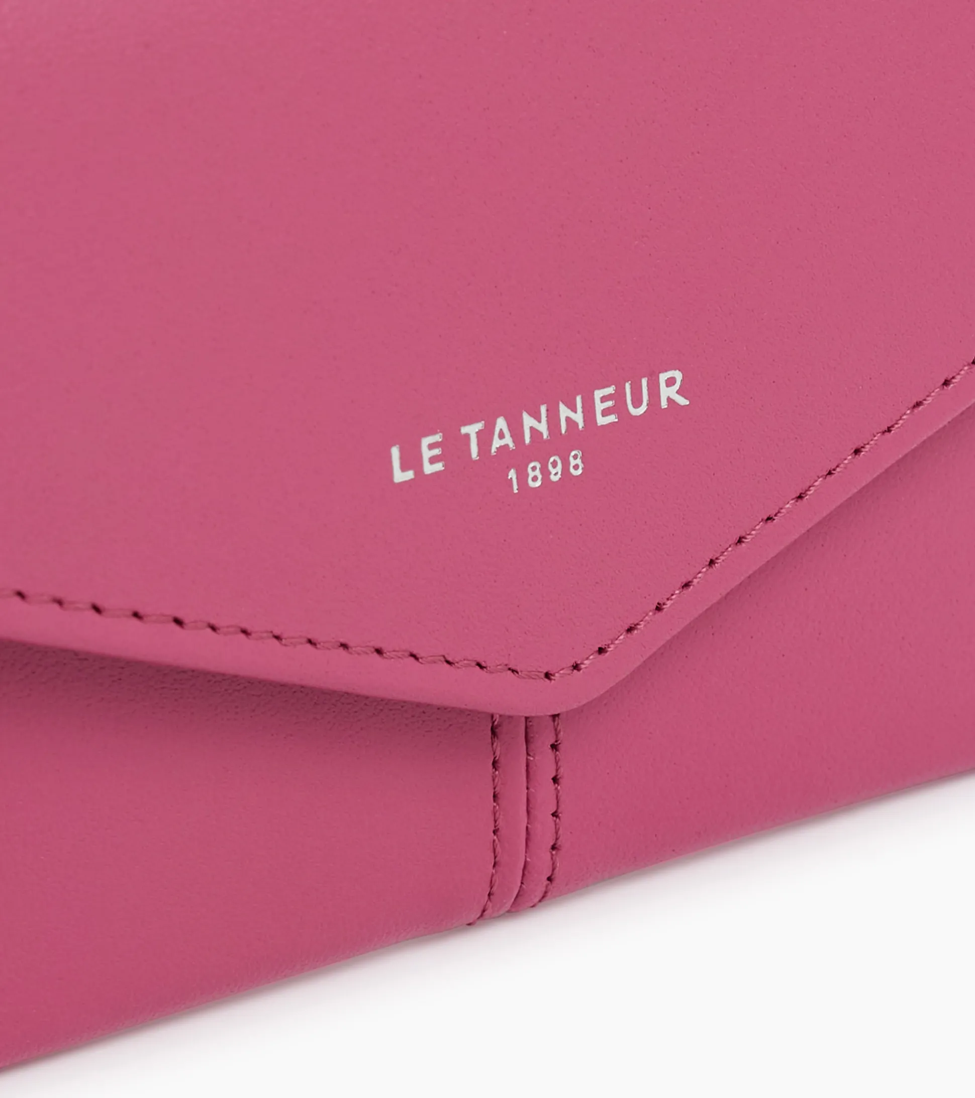 Porte cartes à rabat Charlotte en cuir lisse - Pink Fuxia