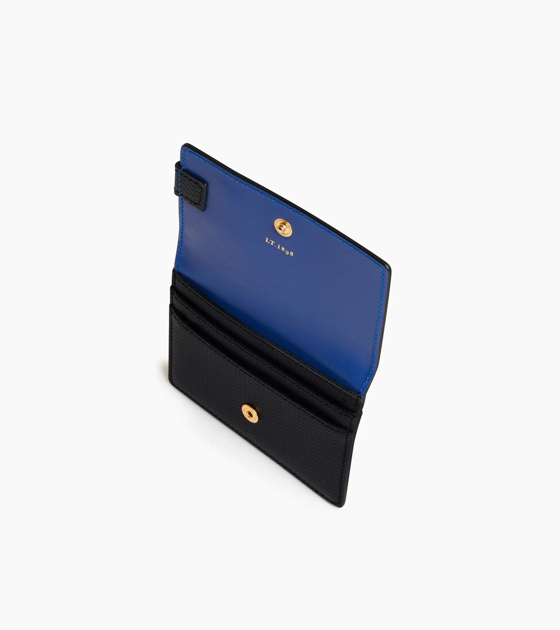 Porte cartes à rabat Emilie en cuir signature T - Black Le Bleu