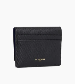 Porte cartes à rabat Emilie en cuir signature T - Black Le Bleu