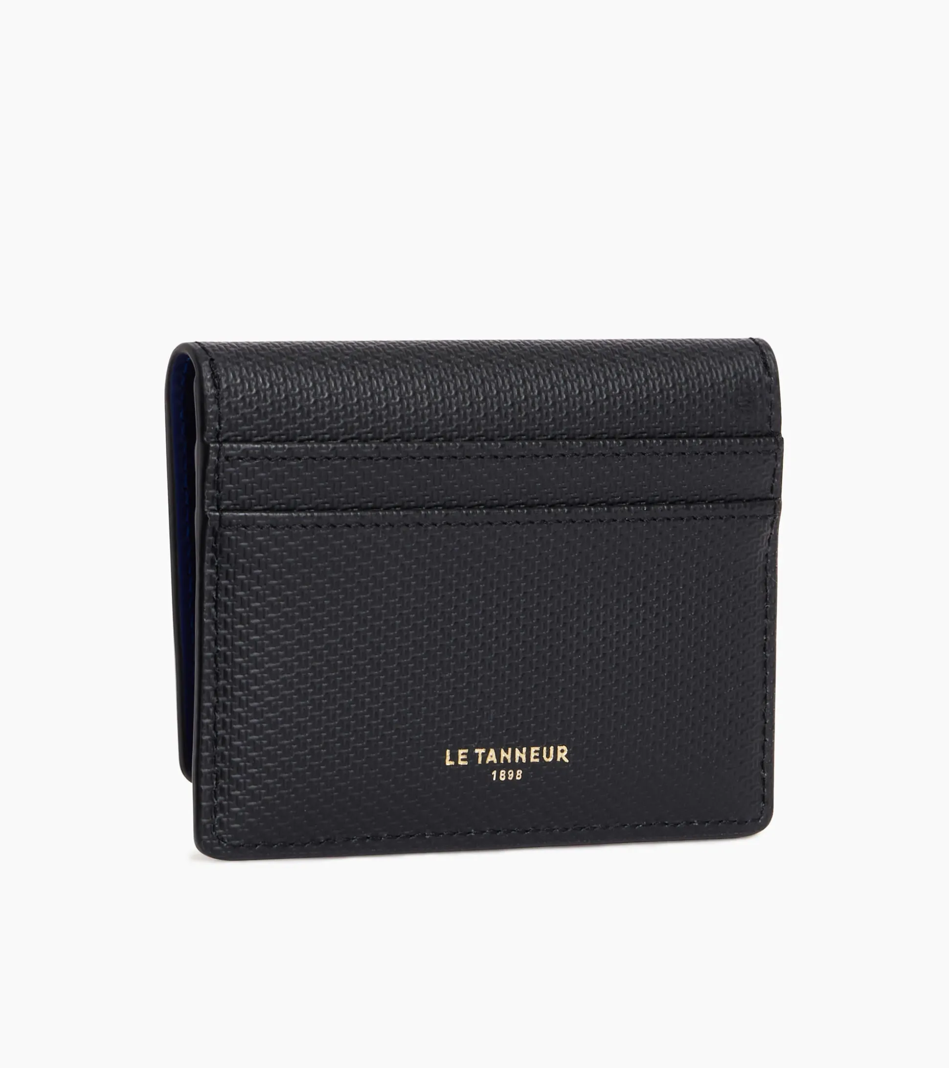 Porte cartes à rabat Emilie en cuir signature T - Black Le Bleu