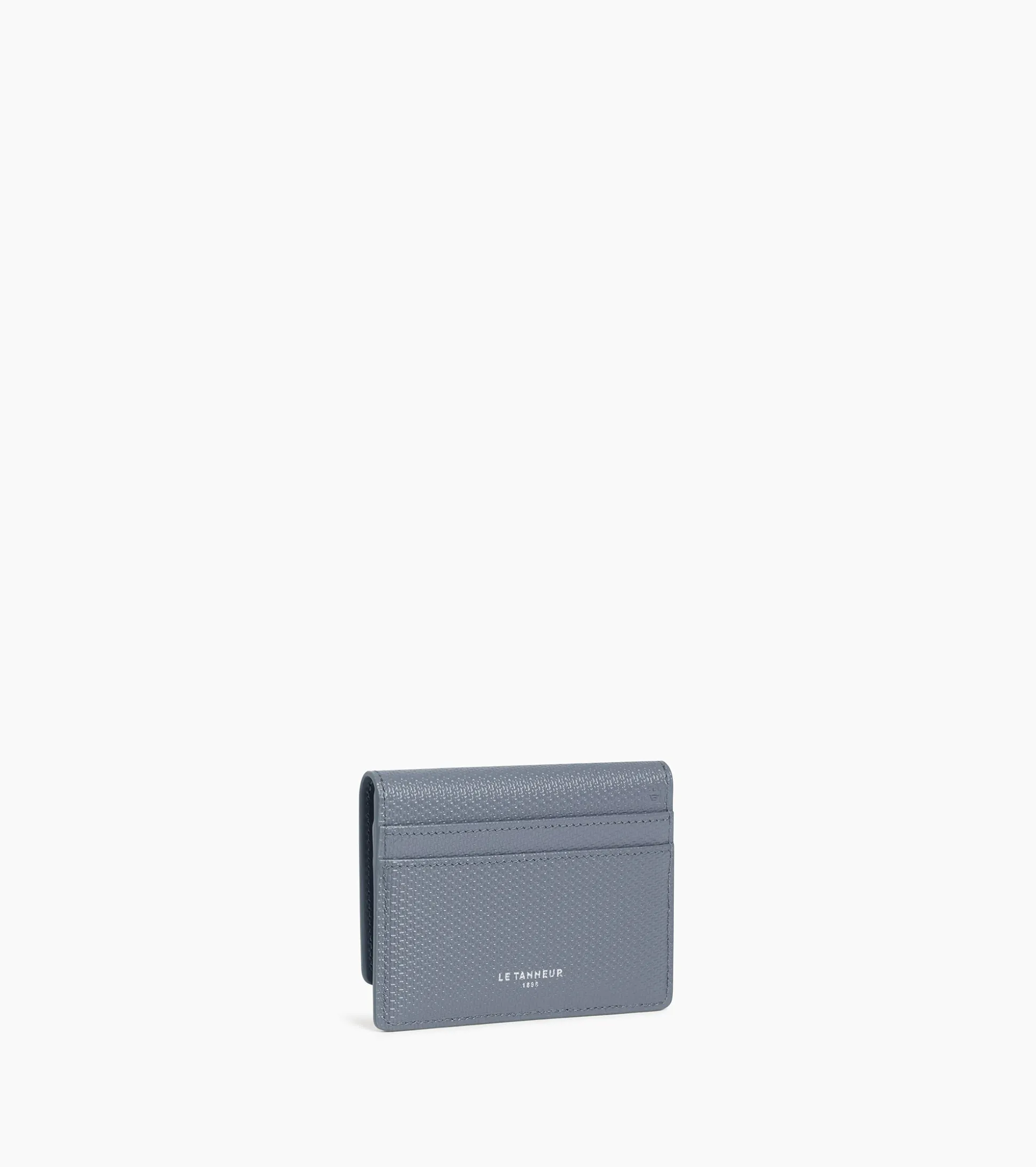 Porte cartes à rabat Emilie en cuir signature T - BLEU ARGILE