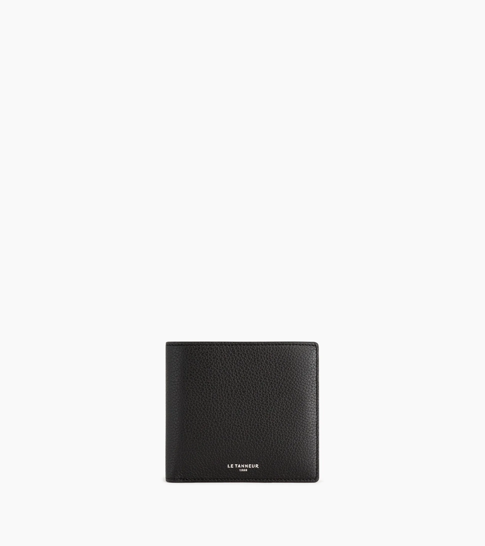 Porte cartes avec poche billets Emile en cuir grainé - Black