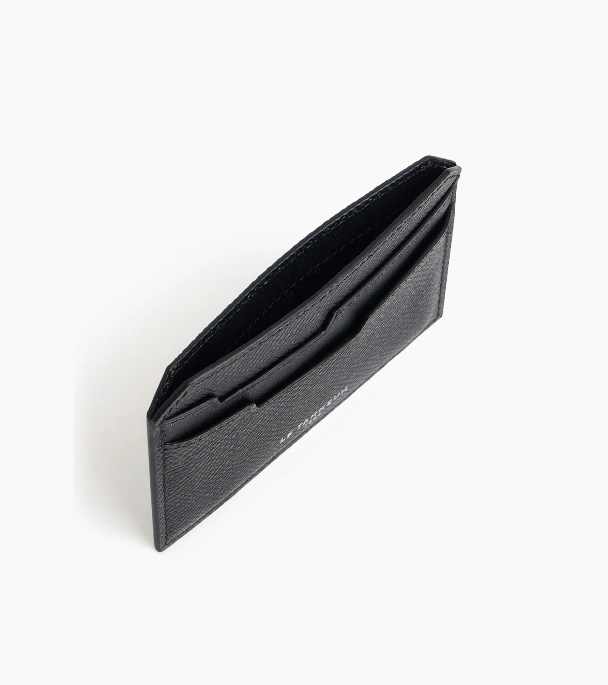 Porte cartes Gaston en cuir grain croisé - Black