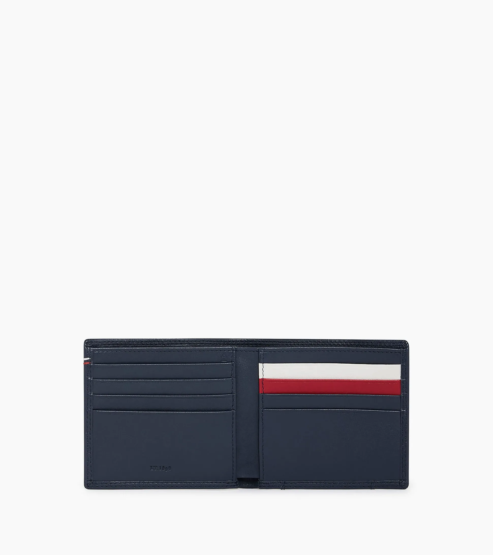 Porte cartes horizontal avec poche billets Martin en cuir lisse - Blue White Red