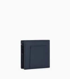 Porte cartes horizontal avec poche billets Martin en cuir lisse - Blue White Red