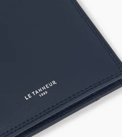 Porte cartes horizontal avec poche billets Martin en cuir lisse - Blue White Red