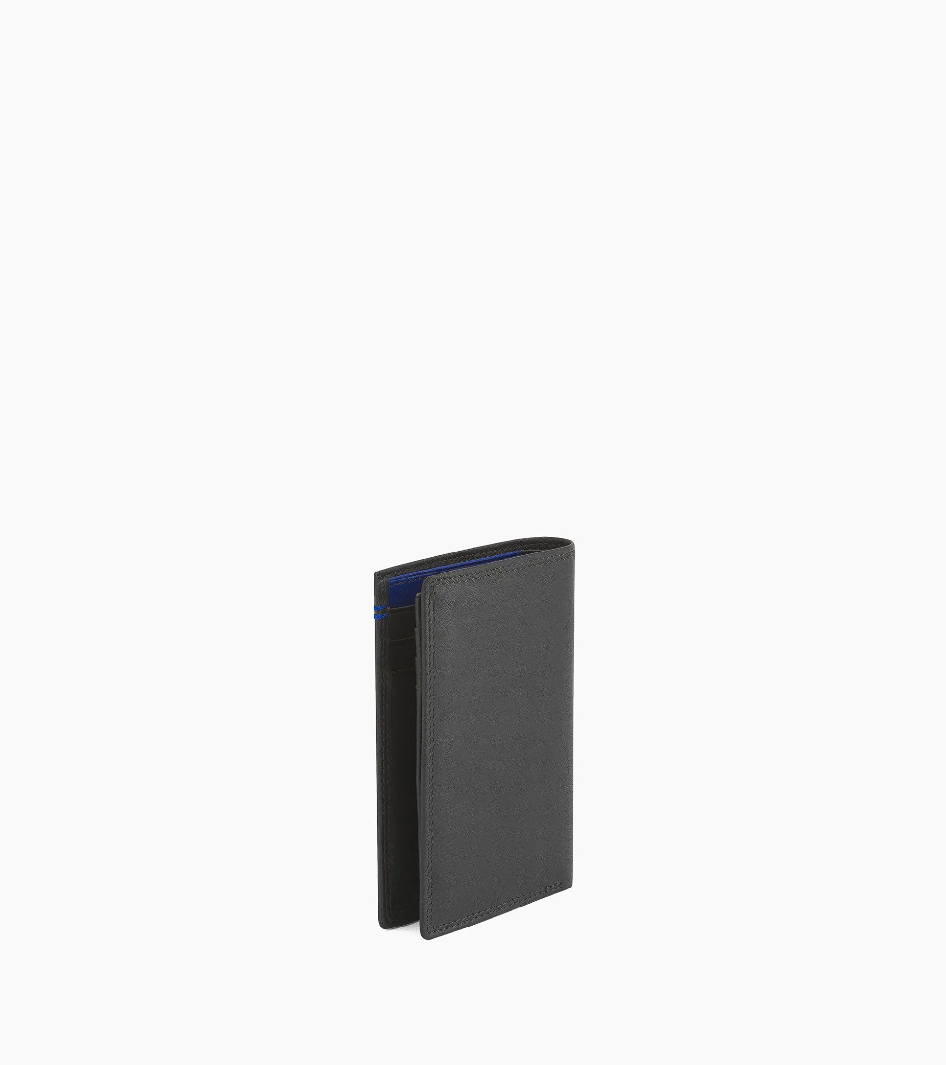 Porte cartes moyen modele avec poche billets Martin en cuir lisse - Black