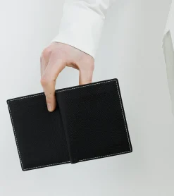 Porte cartes moyen modèle Charles en cuir grainé - Black