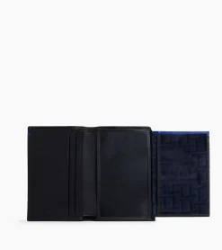 Porte cartes vertical 2 volets avec poche billets Martin en cuir lisse - Black