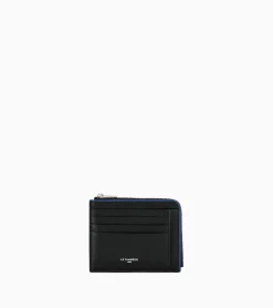 Porte cartes zip en L Augustin en cuir grainé - Black Le Bleu