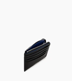 Porte cartes zip en L Augustin en cuir grainé - Black Le Bleu