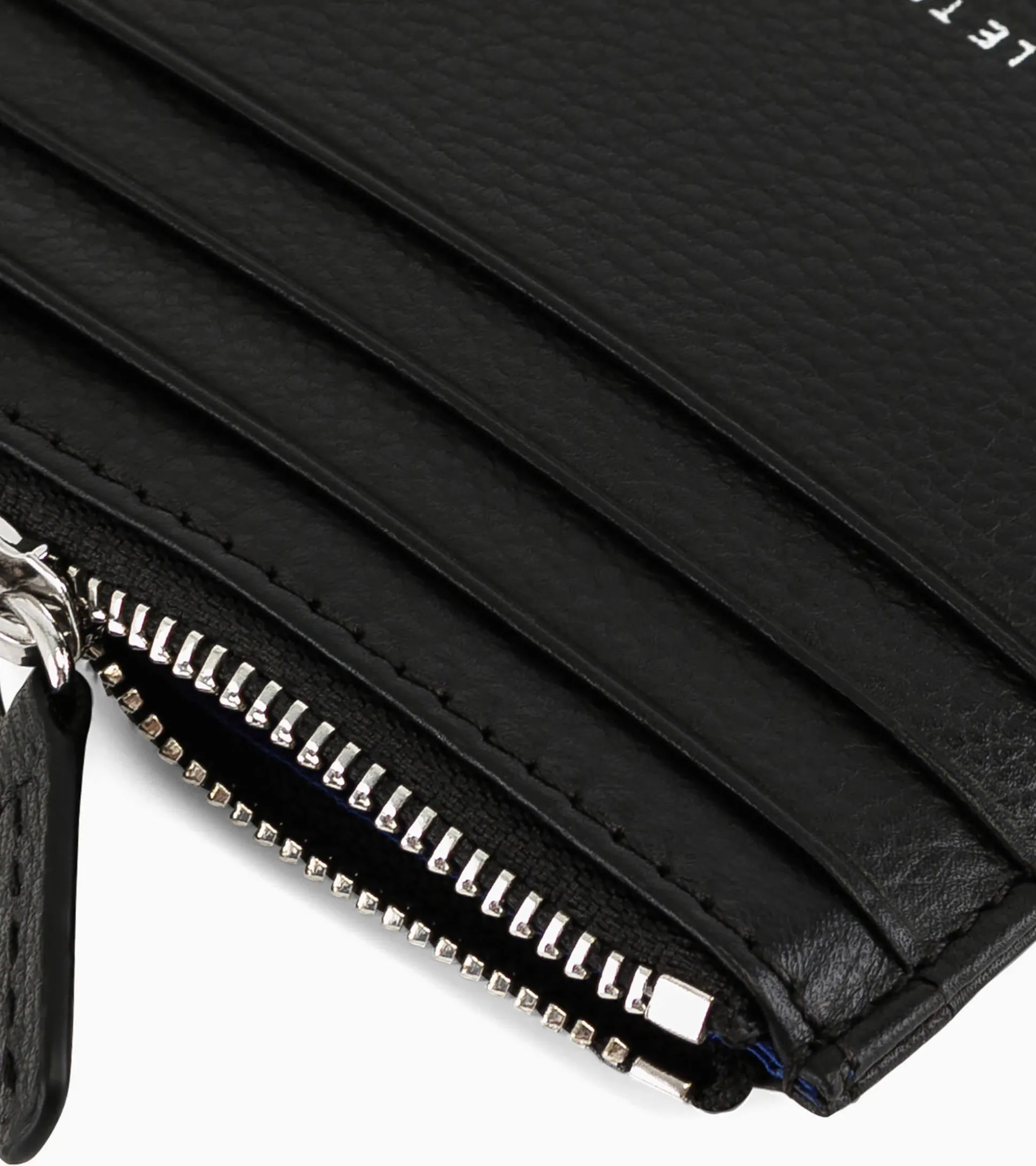 Porte cartes zippé Charles en cuir grainé - Black