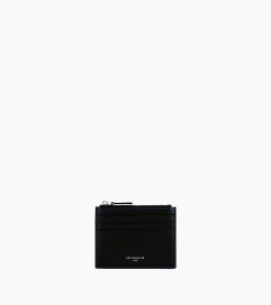 Porte cartes zippé Charles en cuir grainé - Black Le Bleu