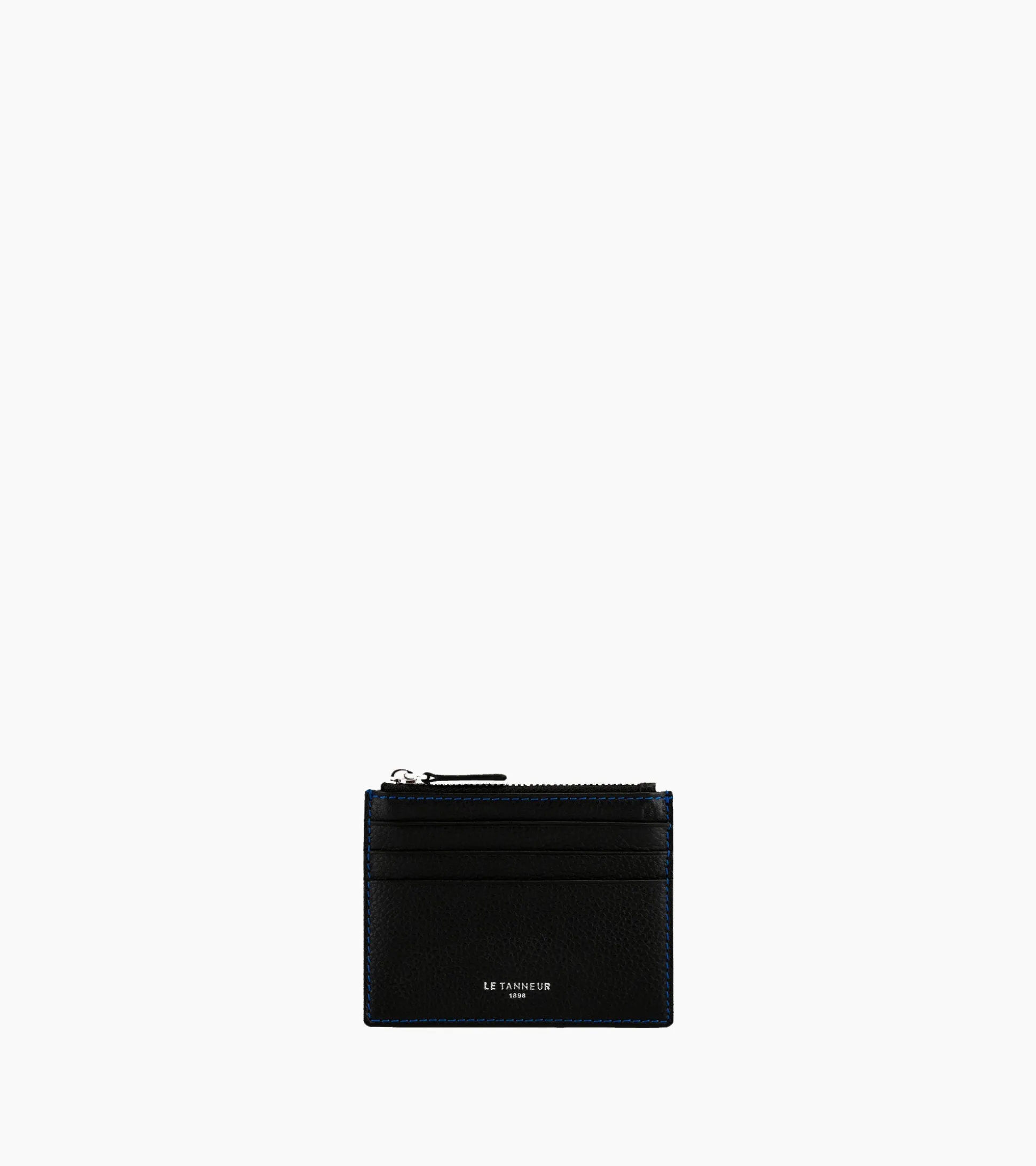 Porte cartes zippé Charles en cuir grainé - Black Le Bleu