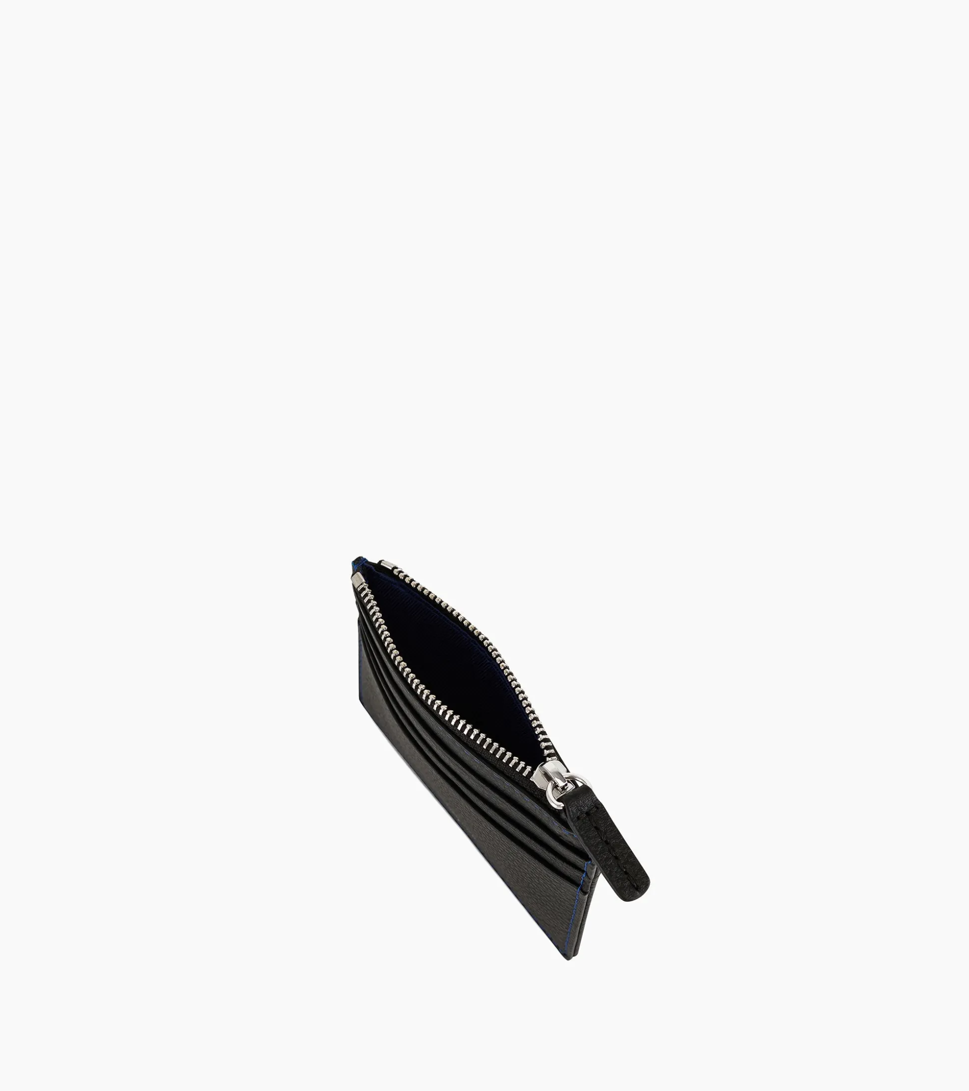 Porte cartes zippé Charles en cuir grainé - Black Le Bleu