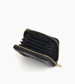 Porte cartes zippé Ella en cuir grainé - Black