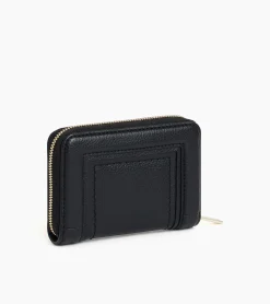 Porte cartes zippé Ella en cuir grainé - Black