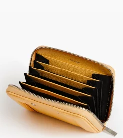 Porte cartes zippé Ella en cuir grainé - AURORE