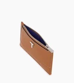 Porte cartes zippé Romy en cuir grainé - Brown Tan