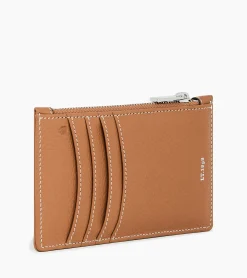 Porte cartes zippé Romy en cuir grainé - Brown Tan