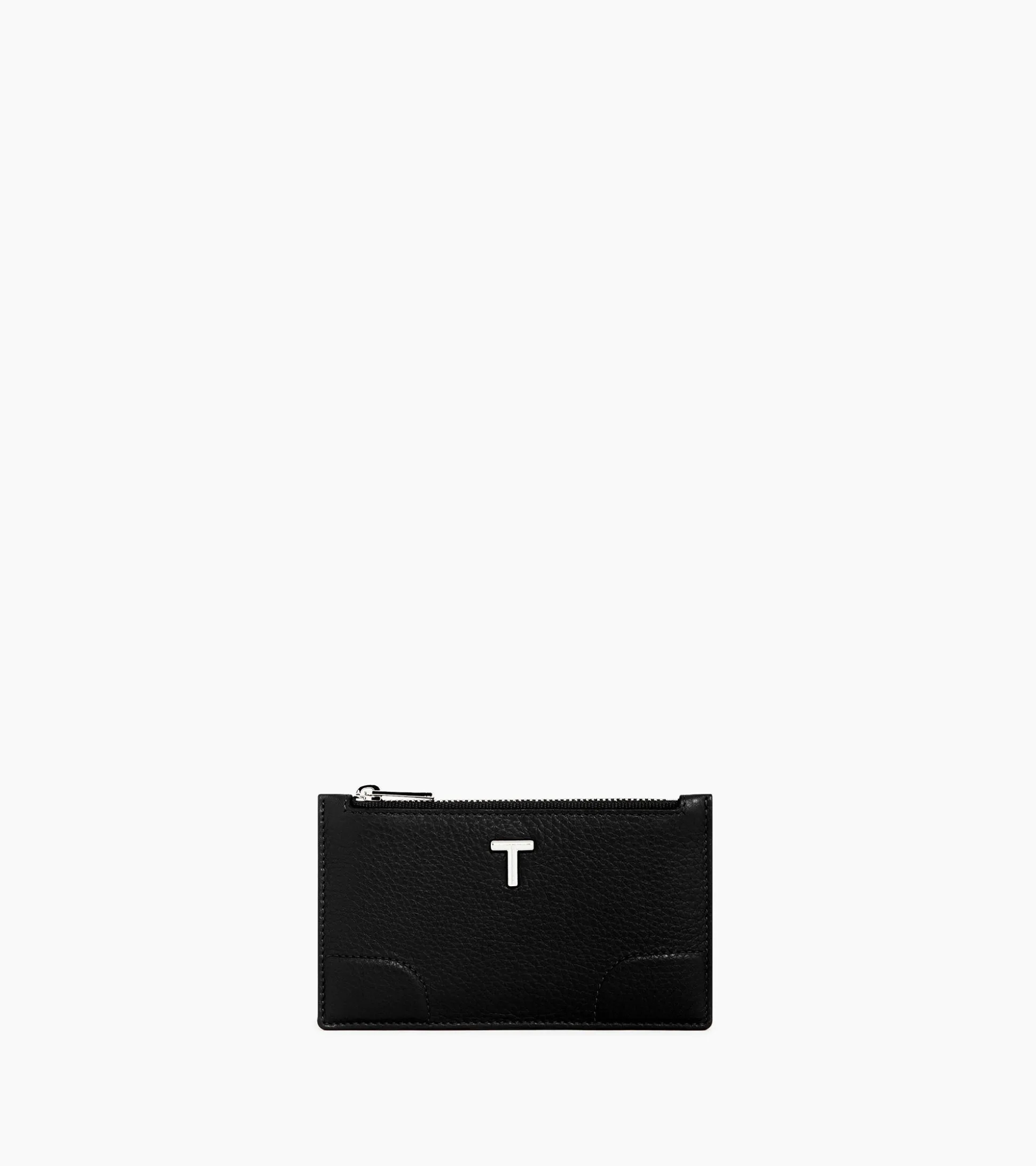 Porte cartes zippé Romy en cuir grainé - Black