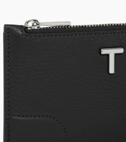 Porte cartes zippé Romy en cuir grainé - Black