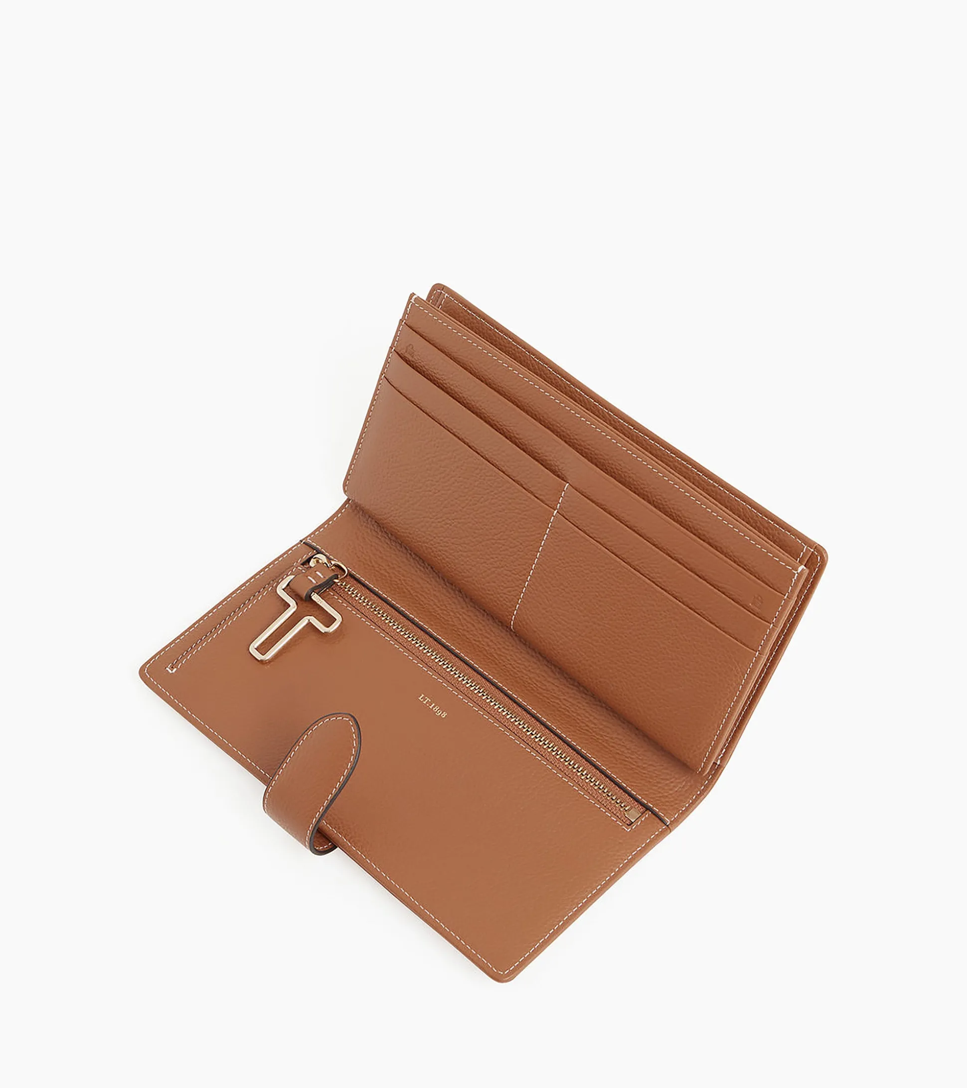 Porte chéquier Juliette en cuir grainé - Brown Tan