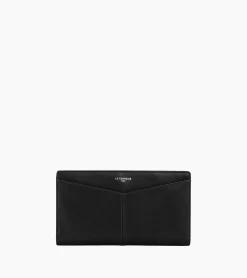 Porte chéquier zippé Charlotte en cuir lisse - Black