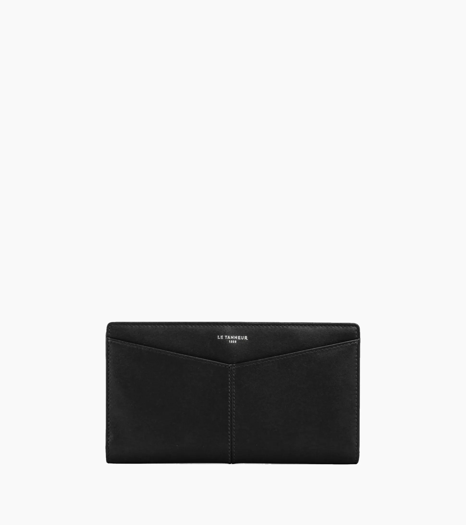 Porte chéquier zippé Charlotte en cuir lisse - Black