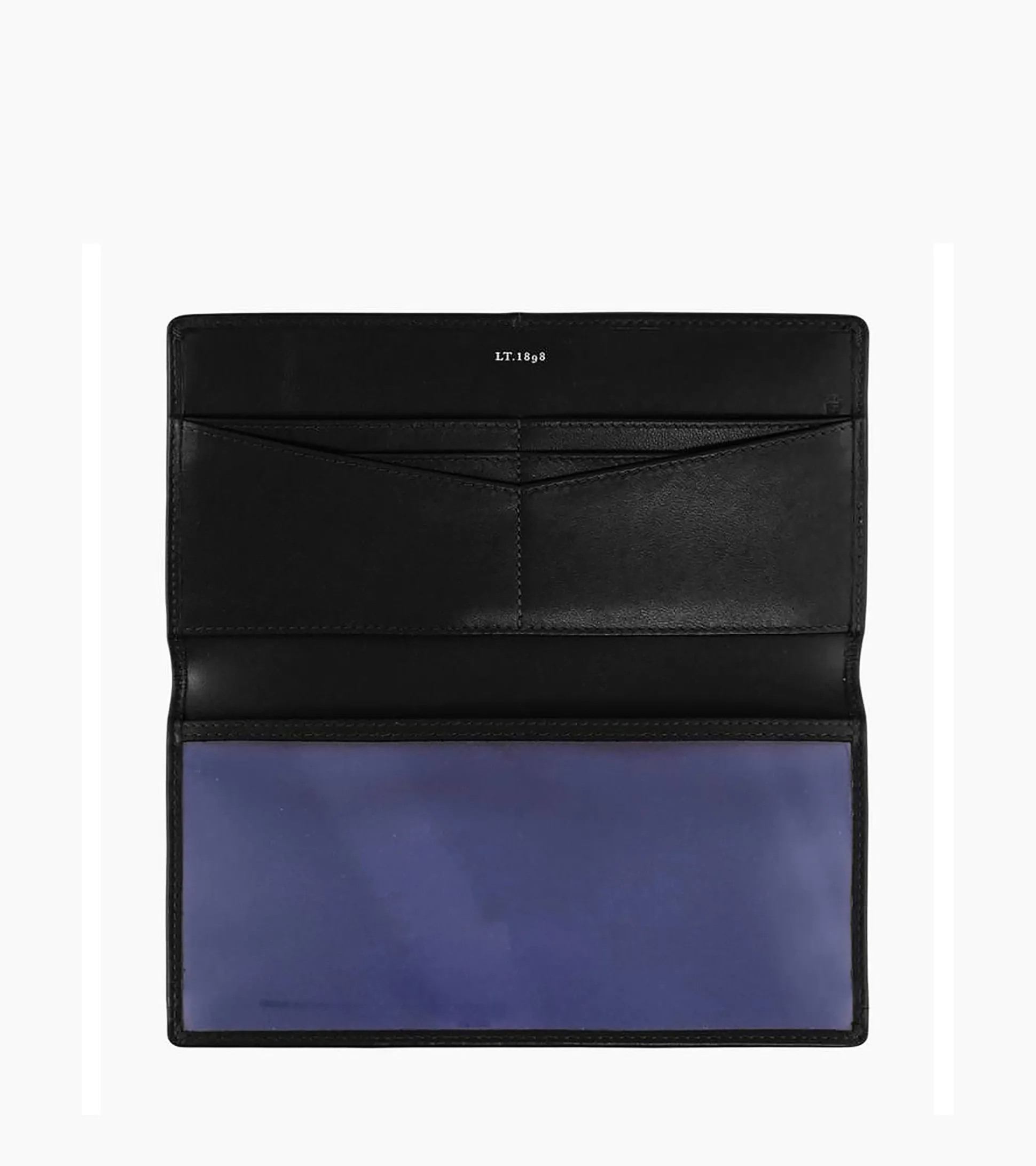 Porte chéquier zippé Charlotte en cuir lisse - Black