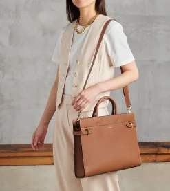 Porte document 15" Emilie en cuir grainé - Brown Tan