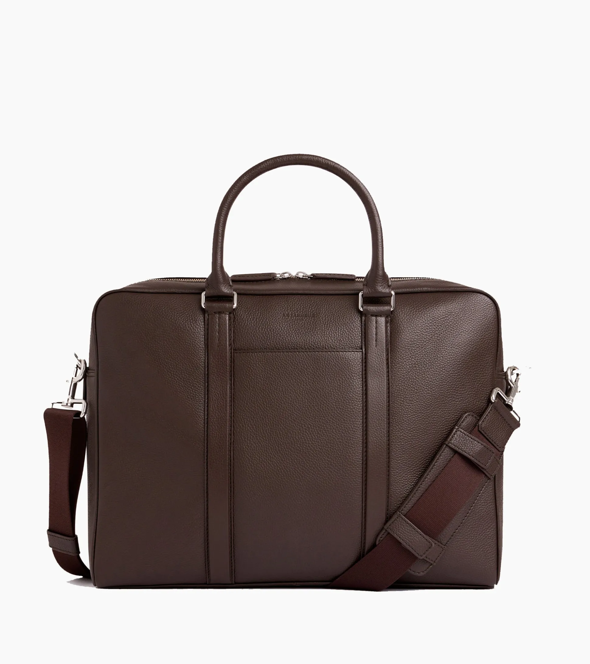 Porte documents 15" 1 soufflet Charles en cuir grainé - Coffee Brown