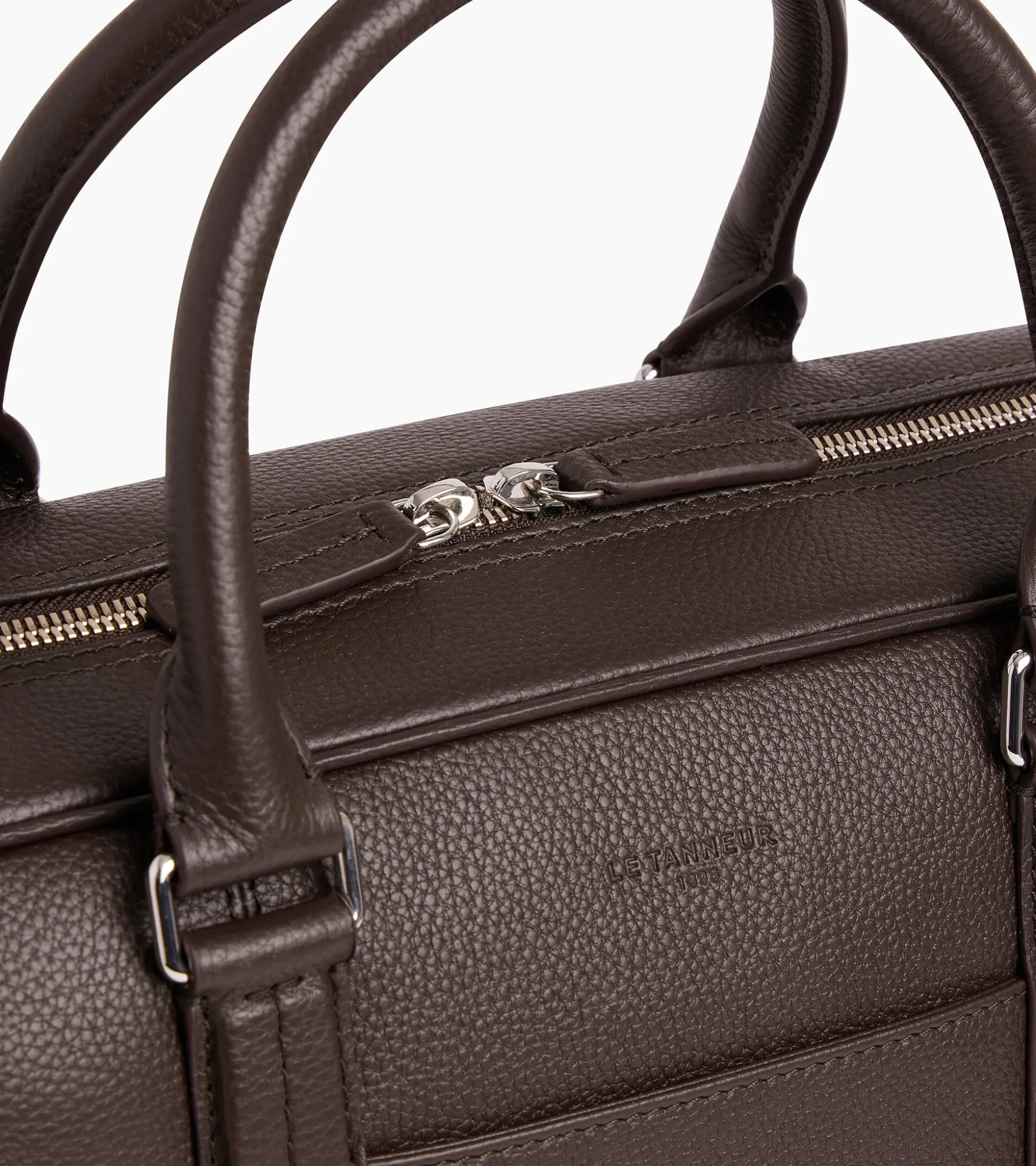 Porte documents 15" 1 soufflet Charles en cuir grainé - Coffee Brown