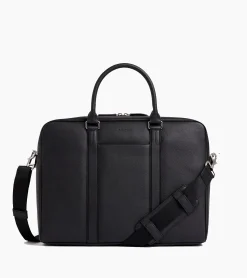 Porte documents 15" 1 soufflet Charles en cuir grainé - Black