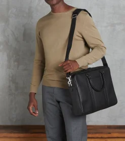 Porte documents 15" 1 soufflet Charles en cuir grainé - Black
