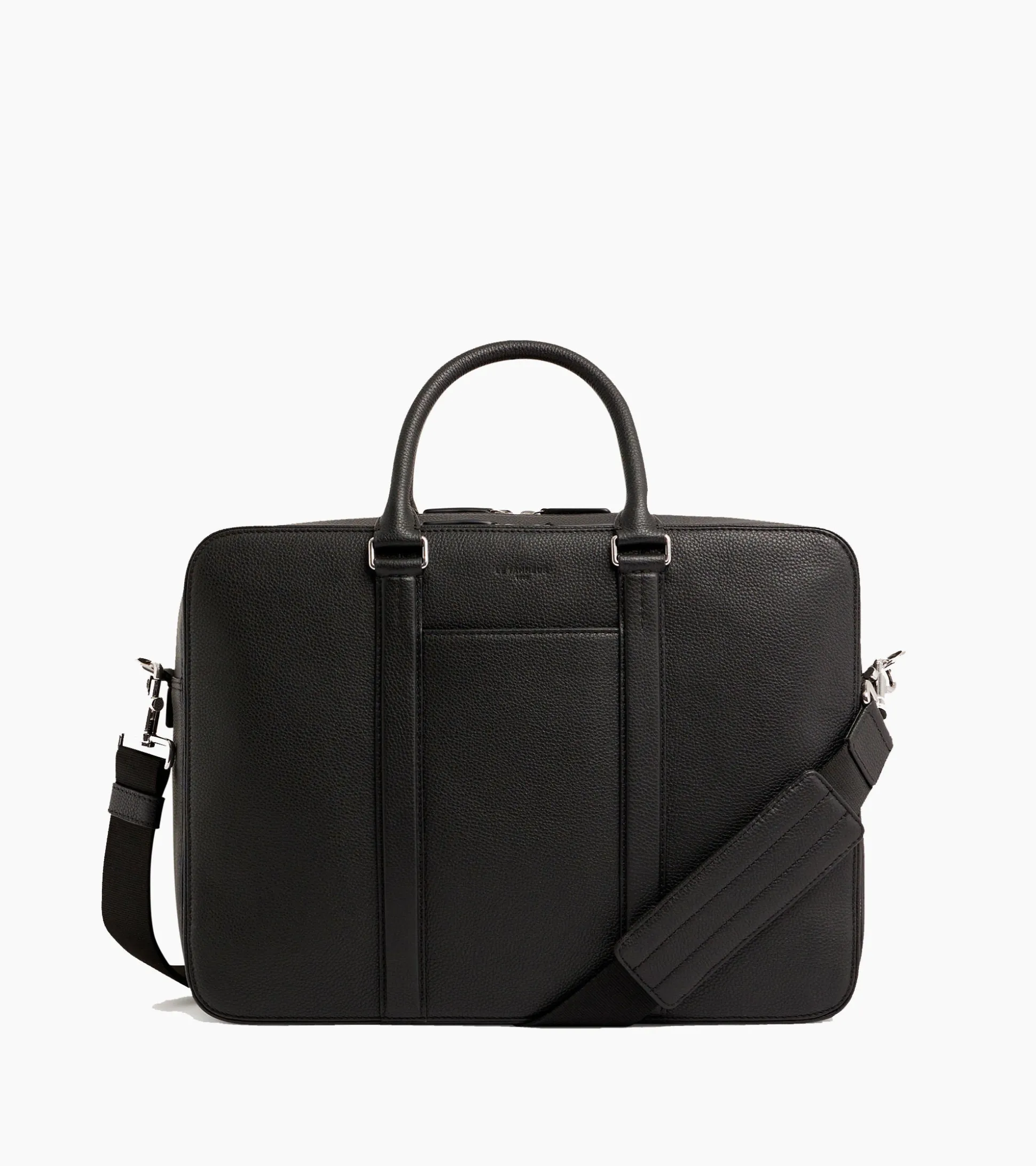 Porte documents 15" 3 soufflets Charles en cuir grainé - Black