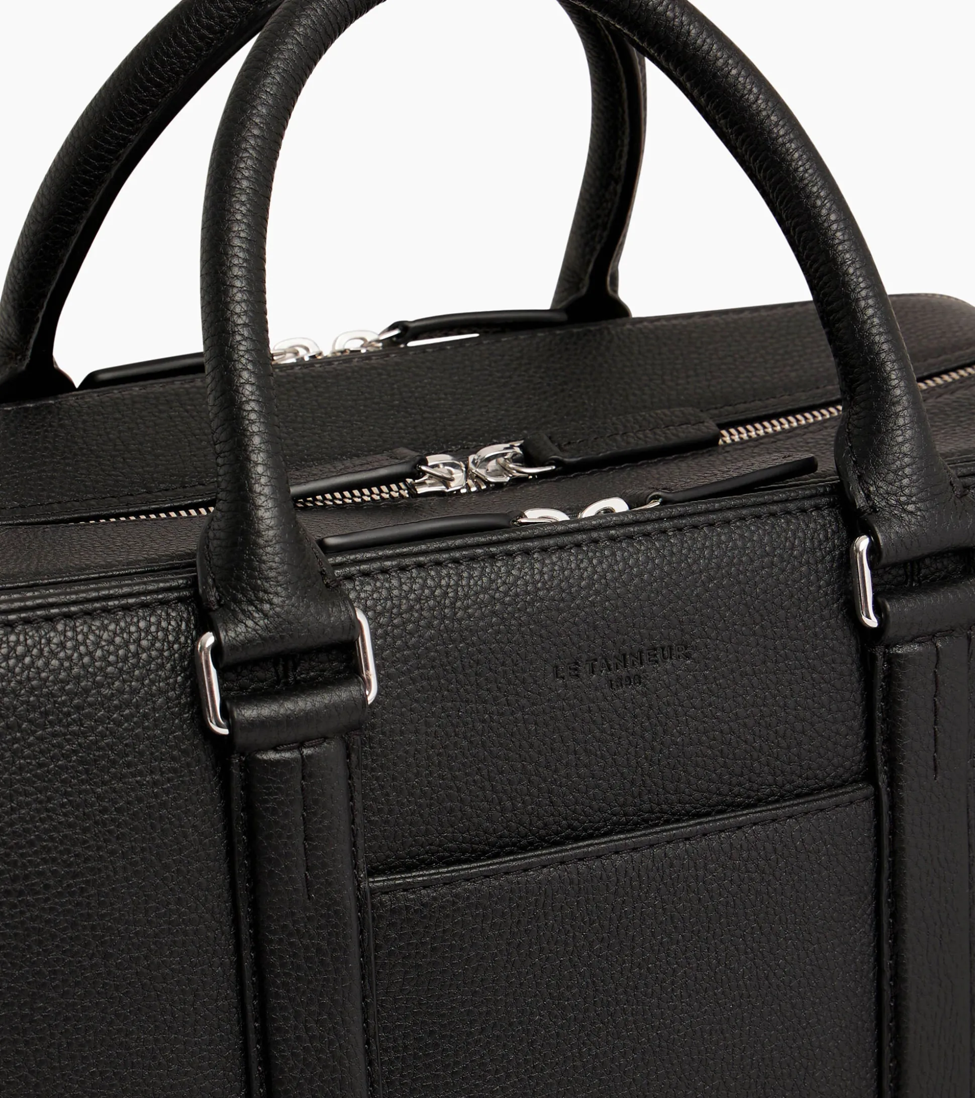 Porte documents 15" 3 soufflets Charles en cuir grainé - Black