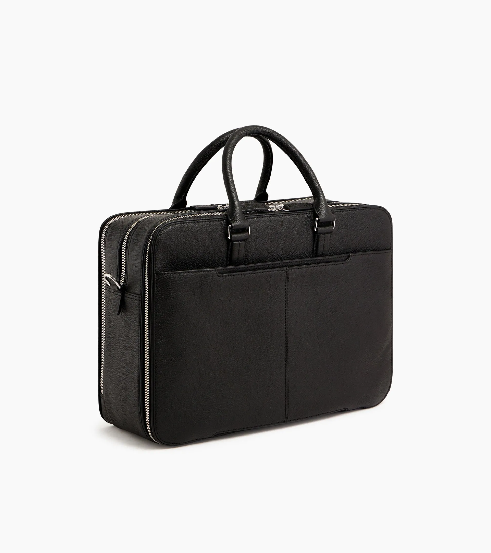 Porte documents 15" 3 soufflets Charles en cuir grainé - Black