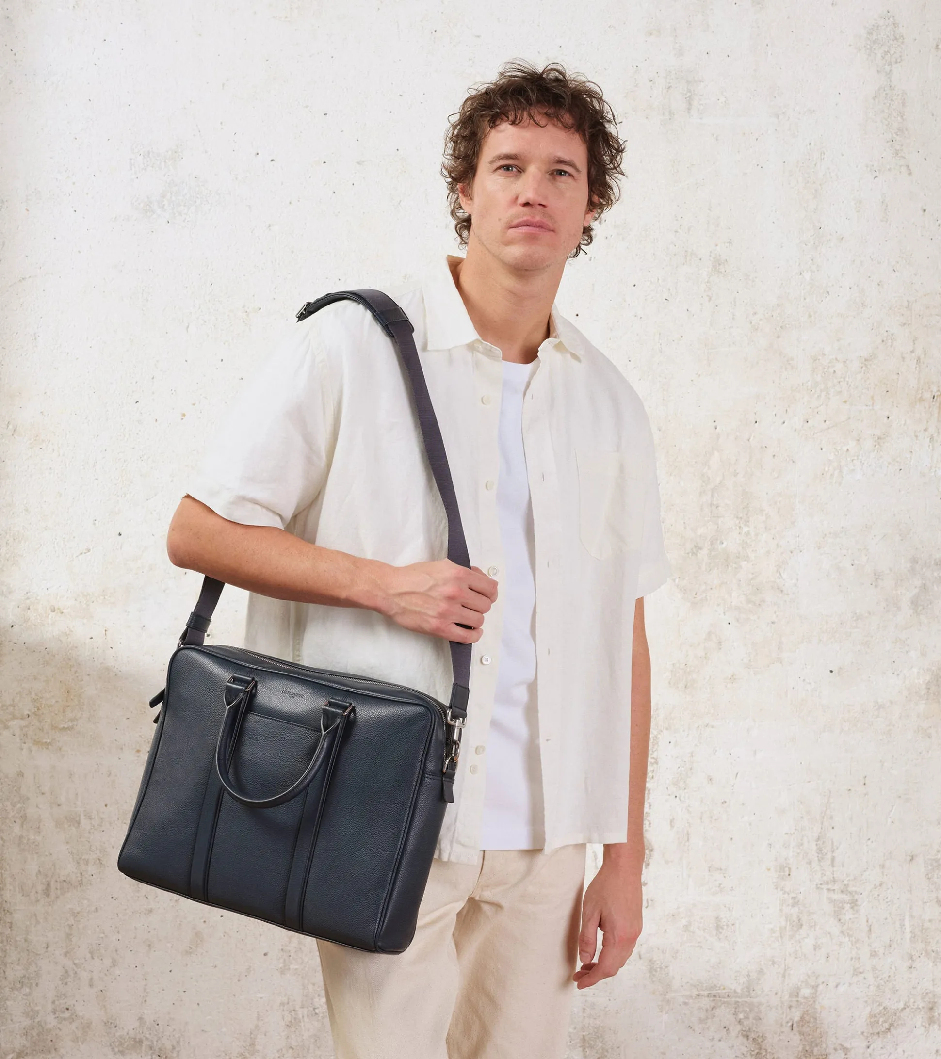 Porte documents 14" Charles en cuir grainé - Twilight Blue