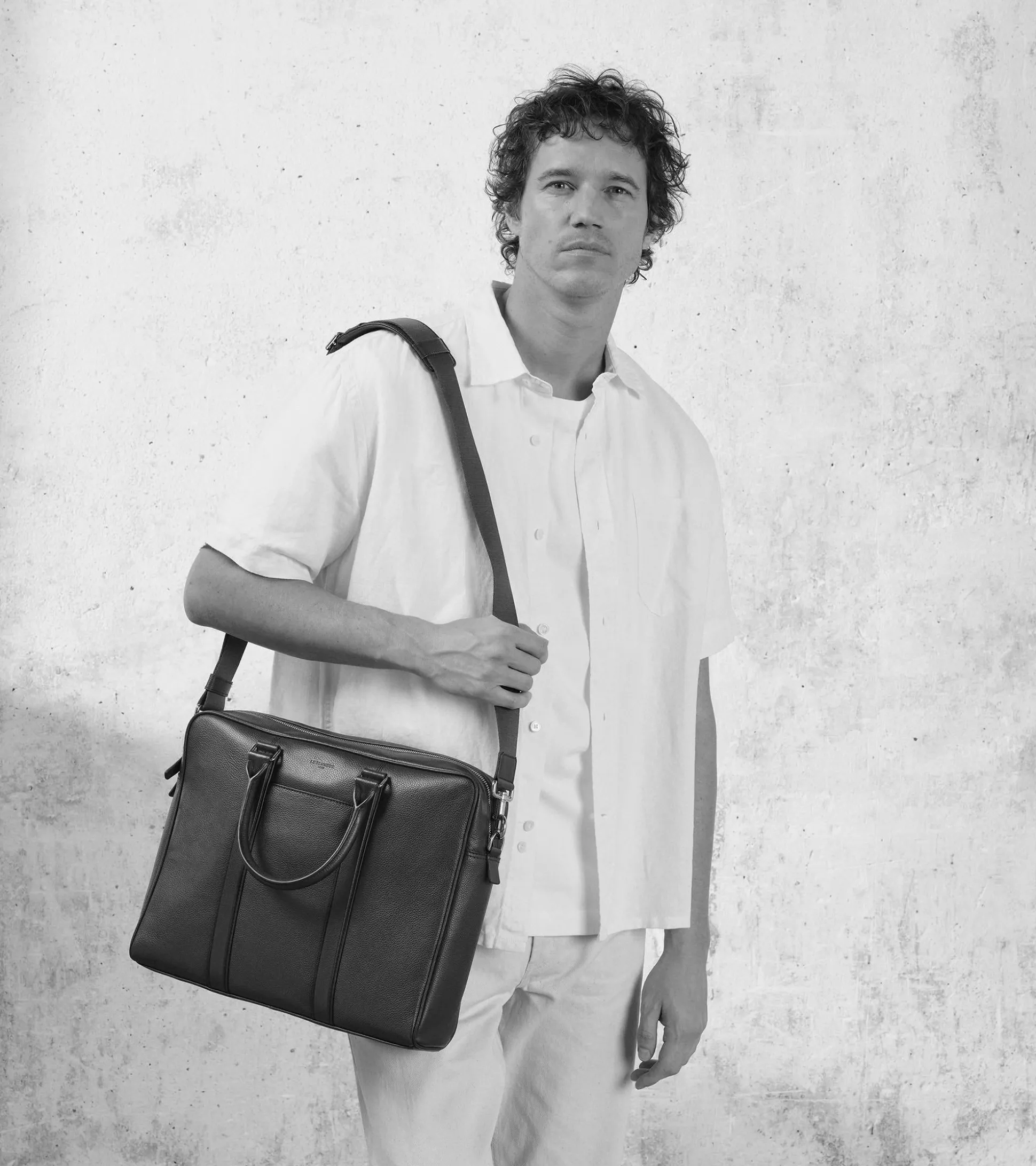 Porte documents 14" Charles en cuir grainé - Coffee Brown
