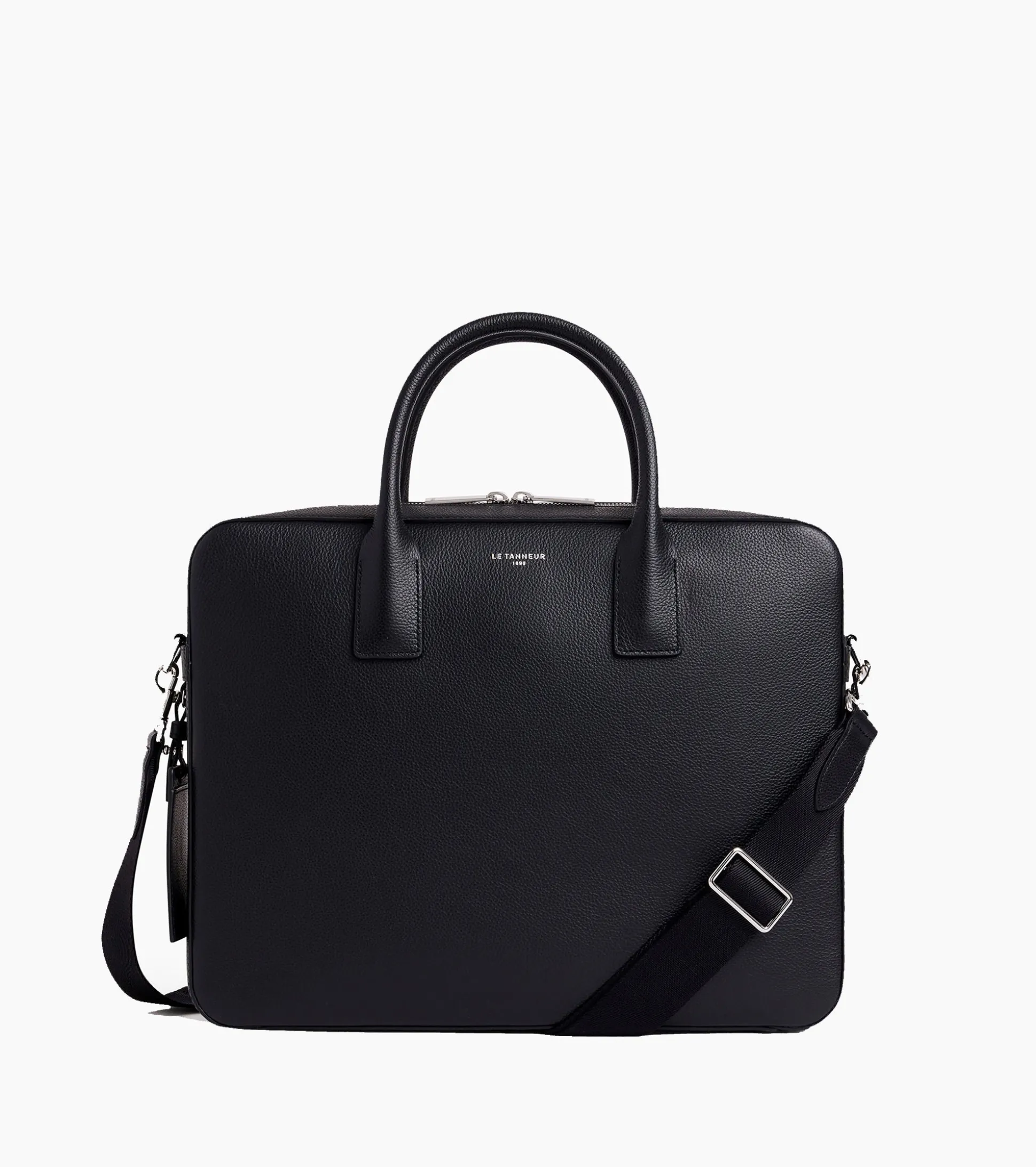 Porte documents 14" Emile en cuir grainé - Black