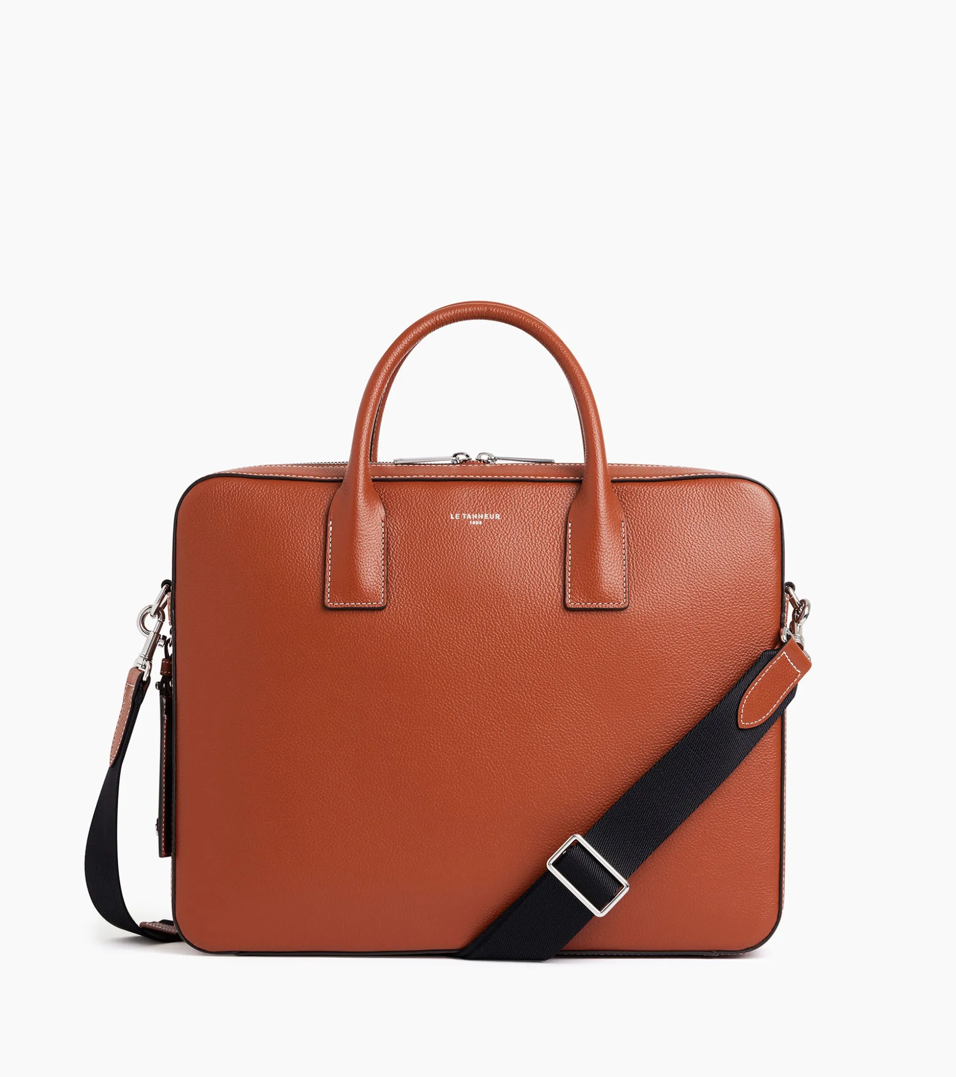 Porte documents 14" Emile en cuir grainé - Mahogany Brown