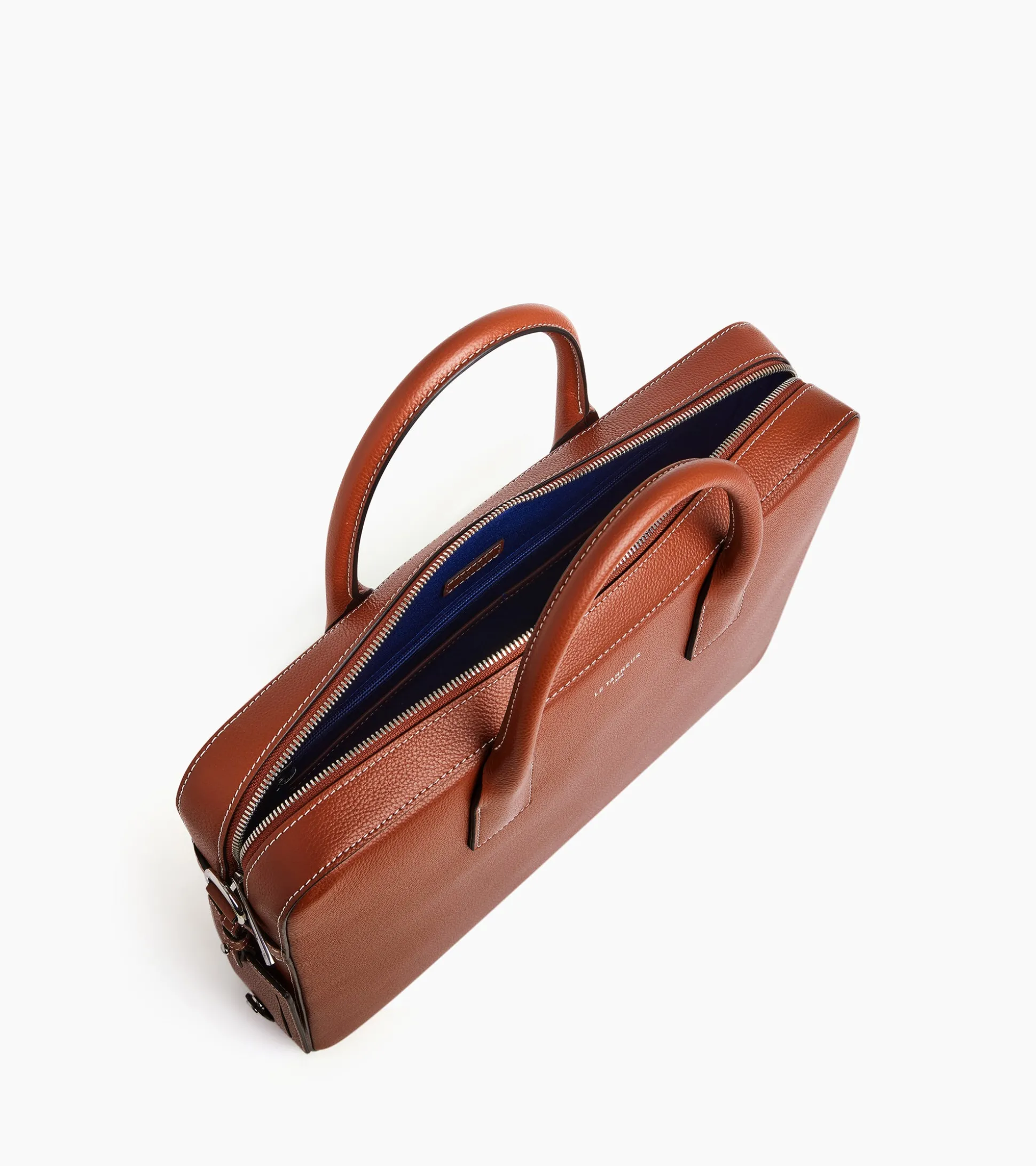 Porte documents 14" Emile en cuir grainé - Mahogany Brown