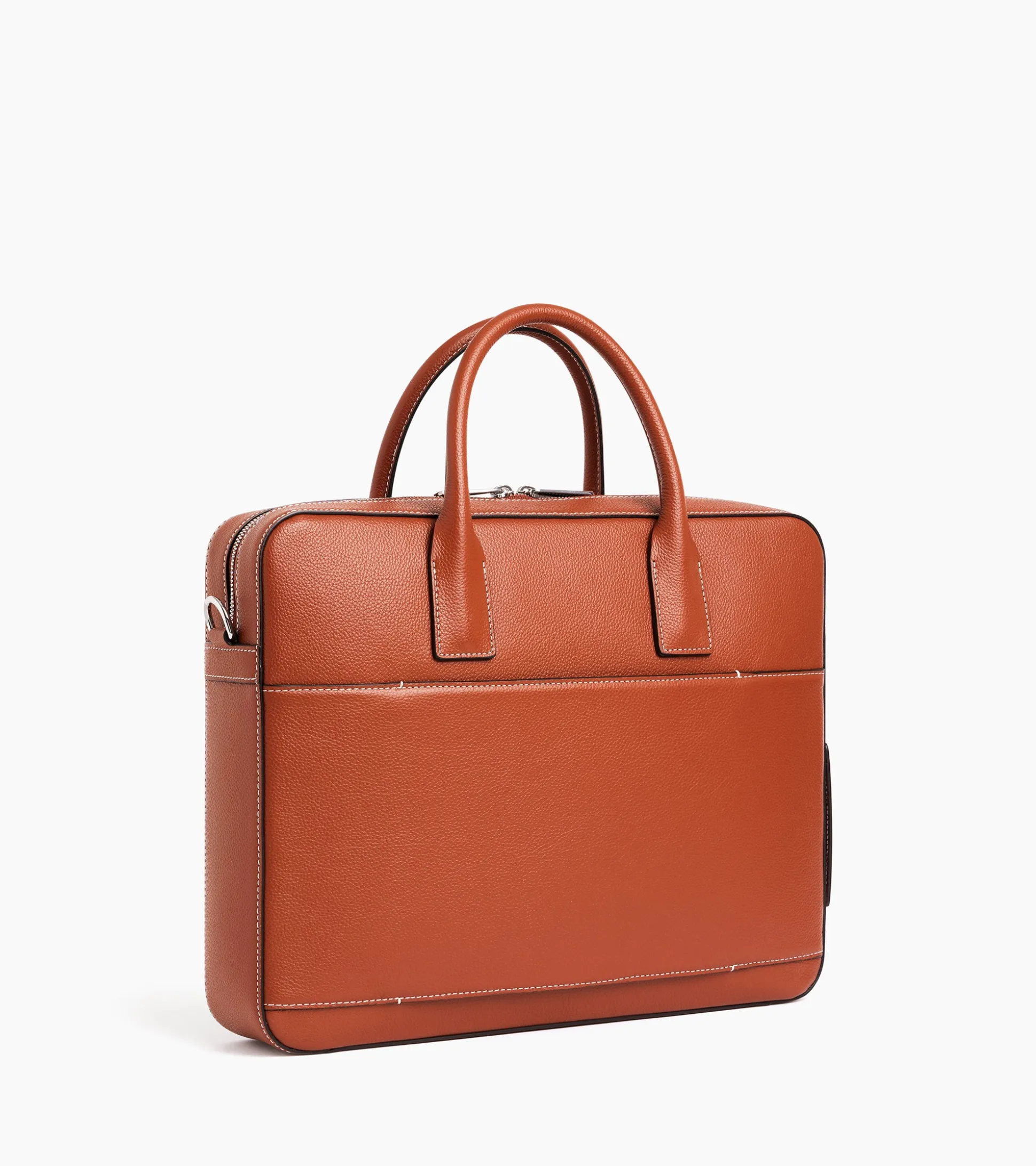 Porte documents 14" Emile en cuir grainé - Mahogany Brown