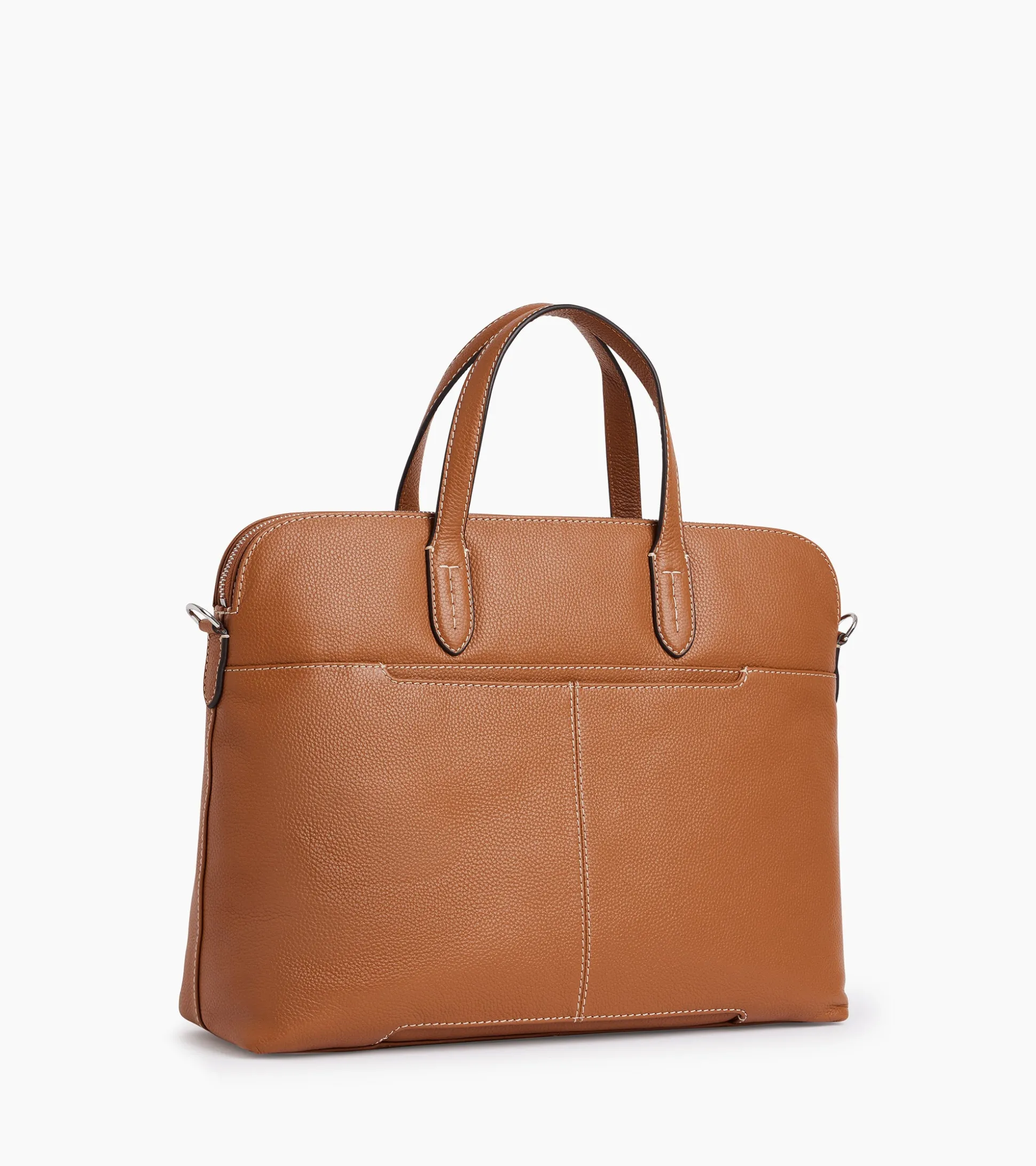 Porte documents 1 soufflet 14" Sophie en cuir grainé - Brown Tan