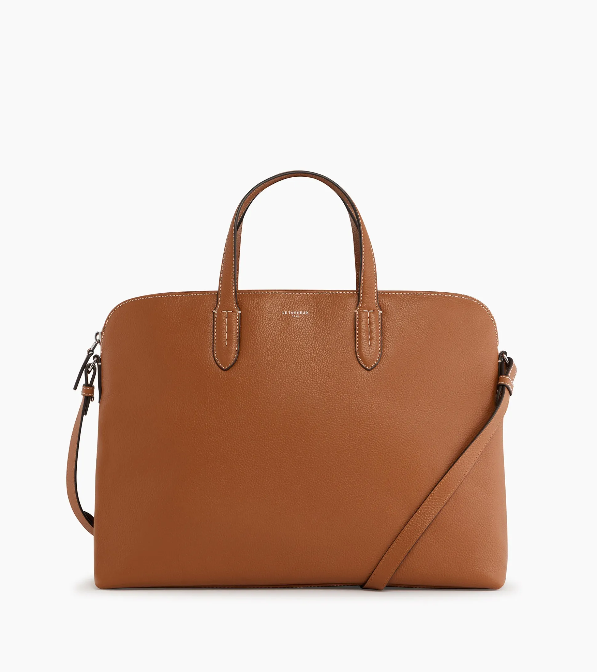 Porte documents 1 soufflet 15" Sophie en cuir grainé - Brown Tan