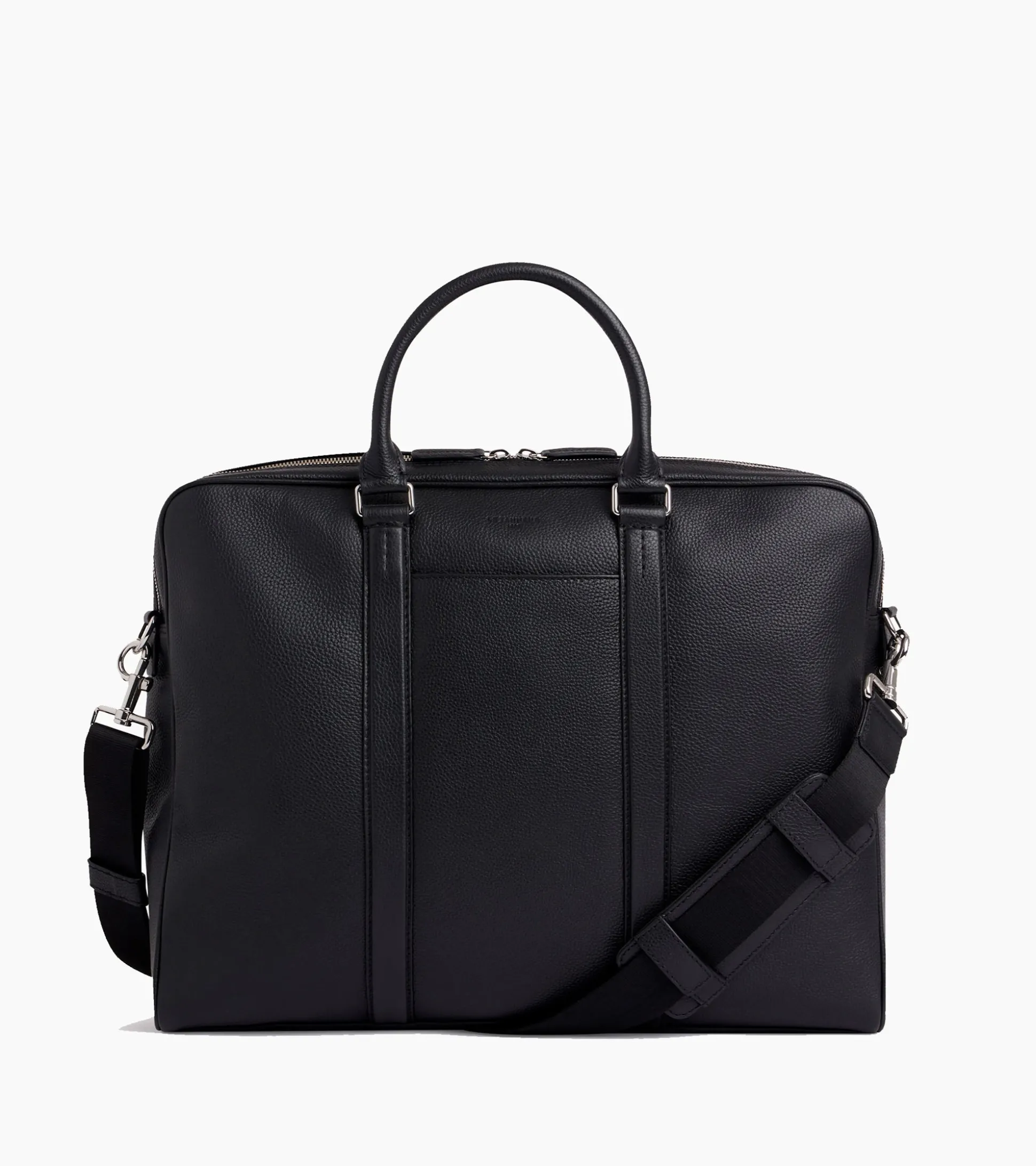 Porte documents slim 17" Charles en cuir grainé - Black